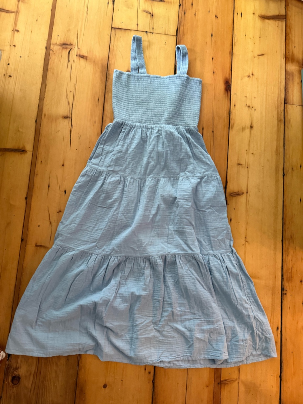 Quince Light Blue Smocked Tiered Maxi Dress - Picture 2 of 4